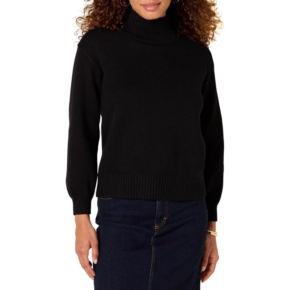 Women's Cotton Pullover Sweater Medium Organic Cotton Funnel Neck Casual